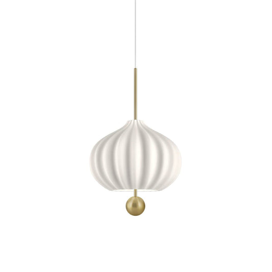 Lilli Pendant Lamp - Floral Hand-Blown Opal Glass & Brass Pendant