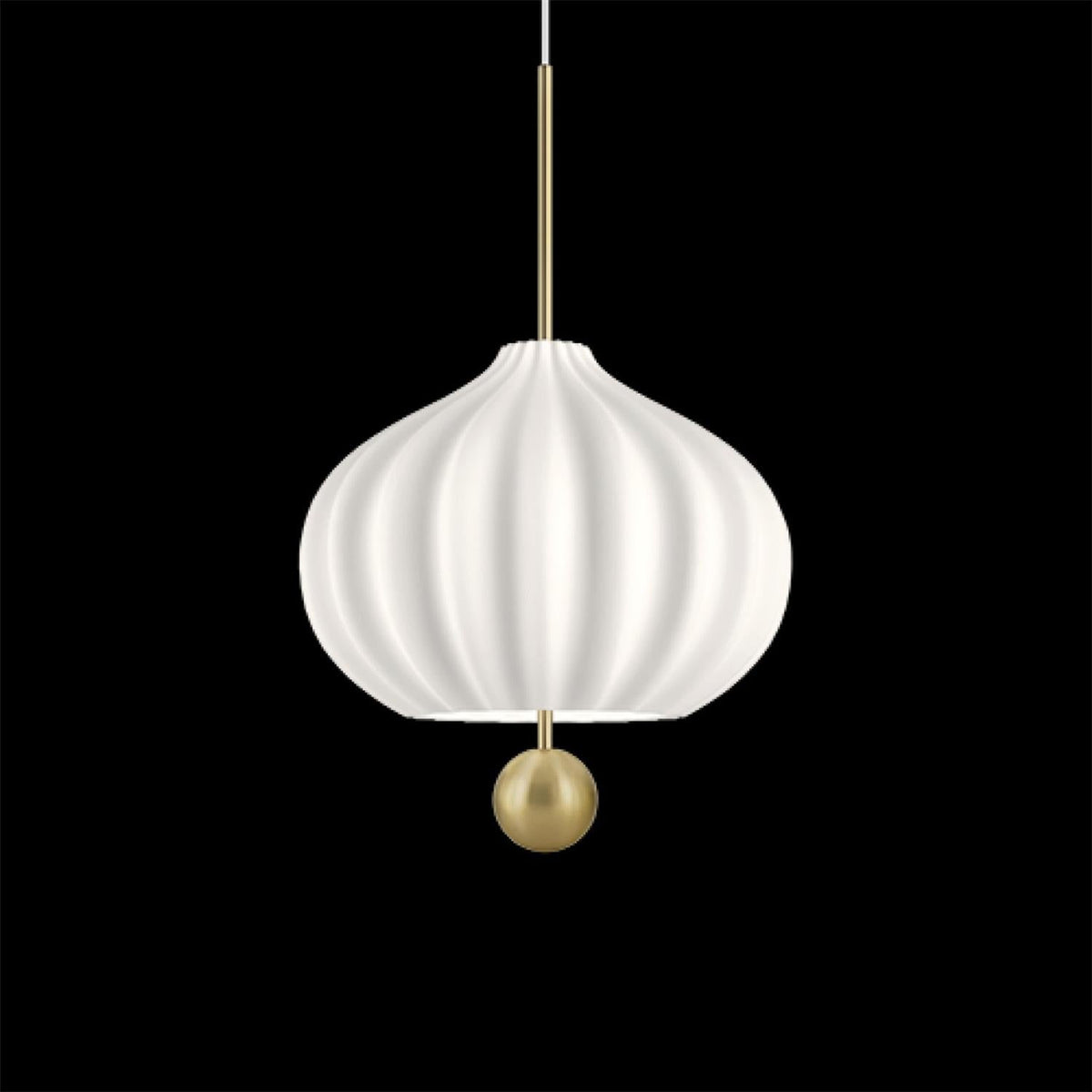 Lilli Pendant Lamp - Floral Hand-Blown Opal Glass & Brass Pendant