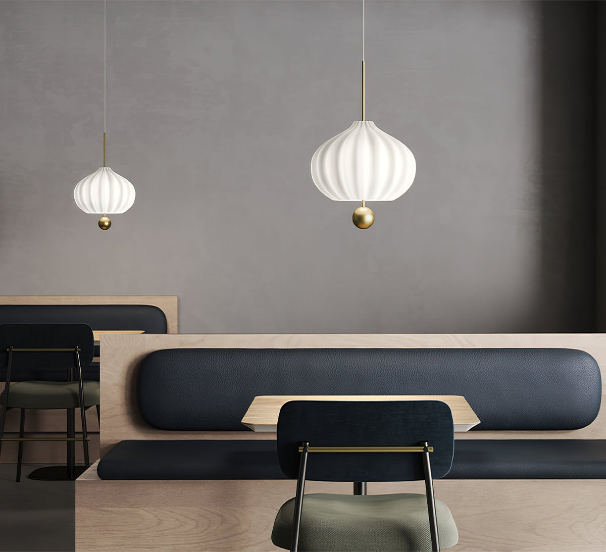 Lilli Pendant Lamp - Floral Hand-Blown Opal Glass & Brass Pendant