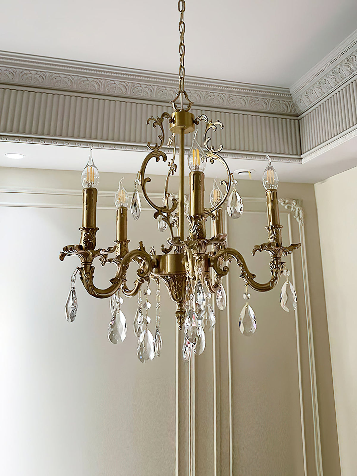 Lillianne Chandelier - Daring Solid Brass & Crystal Multi-Head Chandelier