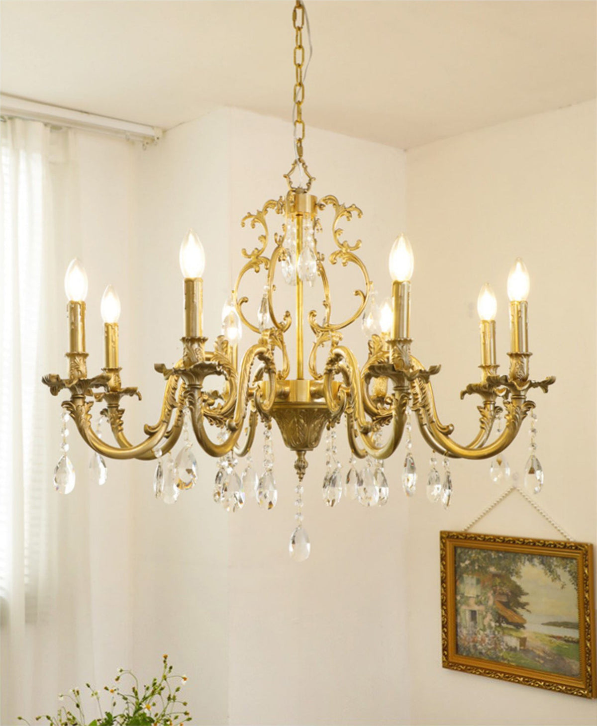 Lillianne Chandelier - Daring Solid Brass & Crystal Multi-Head Chandelier