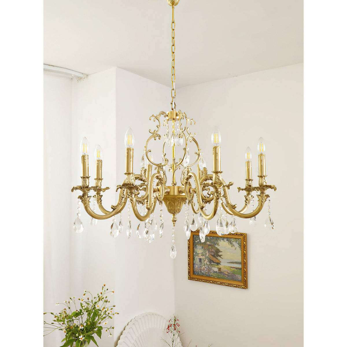 Lillianne Chandelier - Daring Solid Brass & Crystal Multi-Head Chandelier