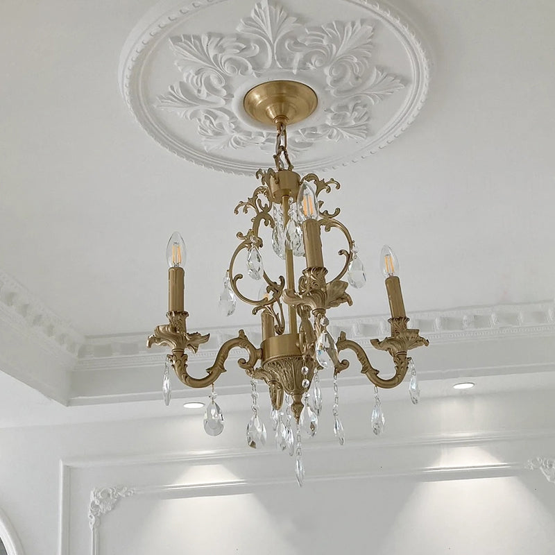 Lillianne Chandelier - Daring Solid Brass & Crystal Multi-Head Chandelier