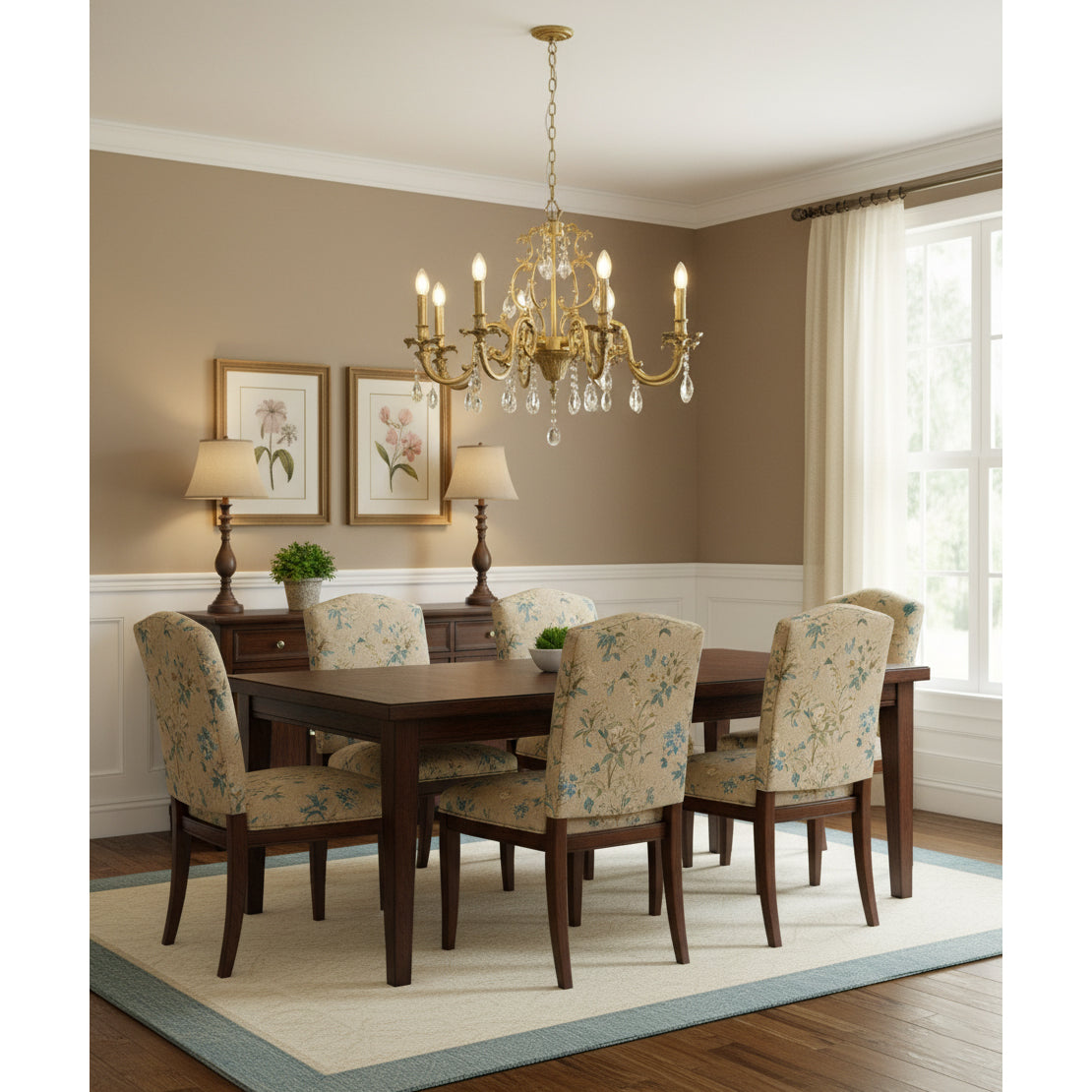Lillianne Chandelier - Daring Solid Brass & Crystal Multi-Head Chandelier