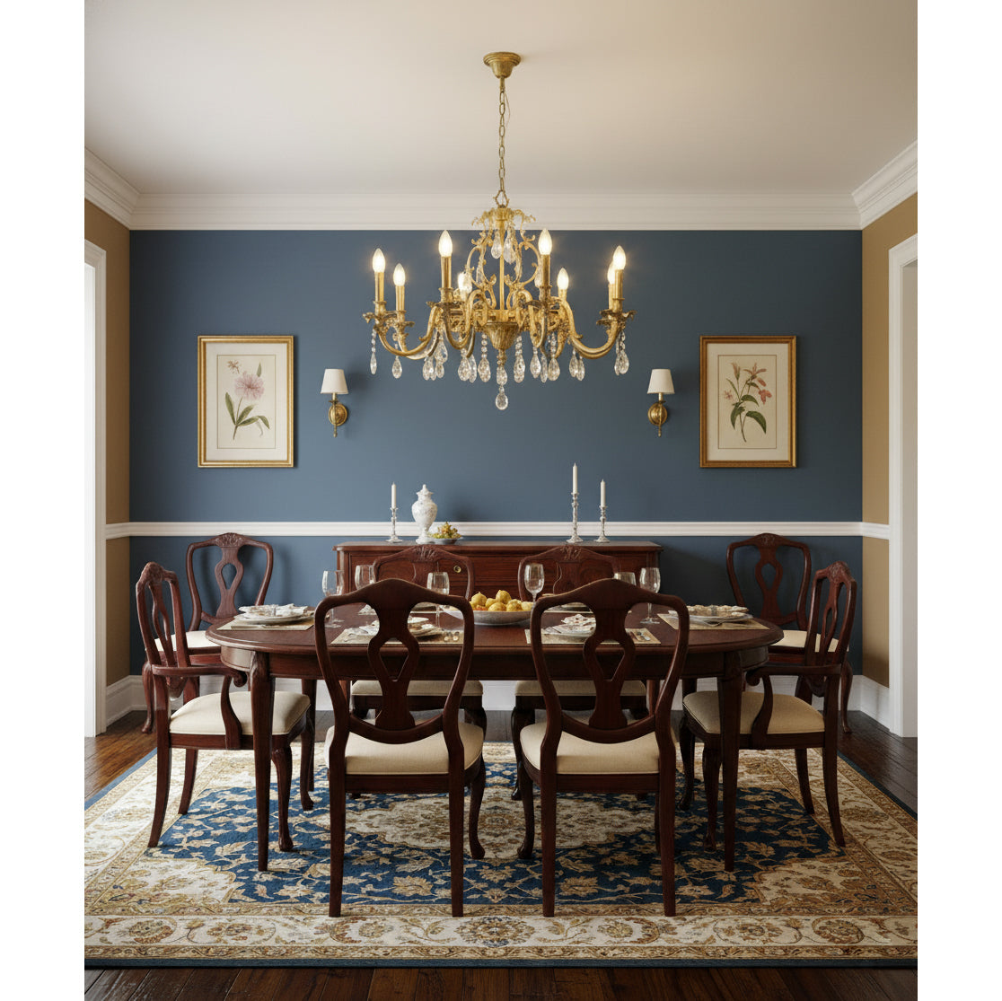 Lillianne Chandelier - Daring Solid Brass & Crystal Multi-Head Chandelier