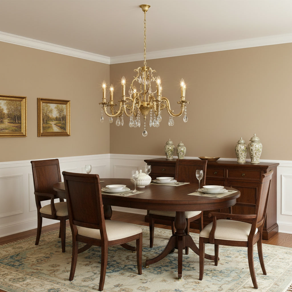 Lillianne Chandelier - Daring Solid Brass & Crystal Multi-Head Chandelier