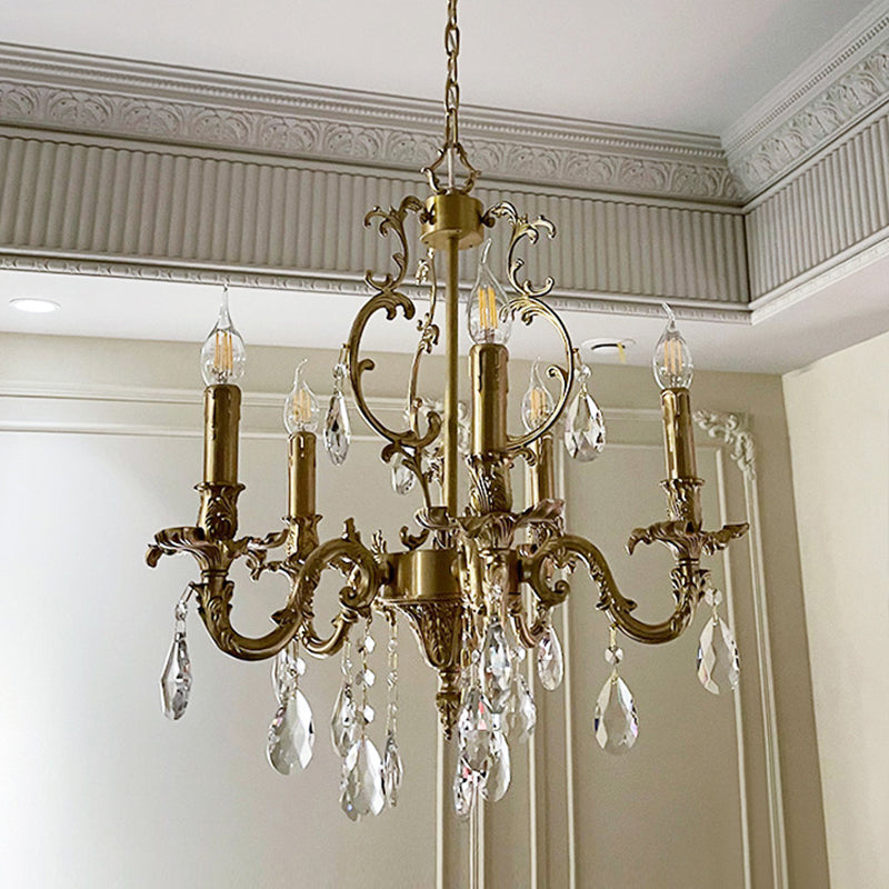 Lillianne Chandelier - Daring Solid Brass & Crystal Multi-Head Chandelier