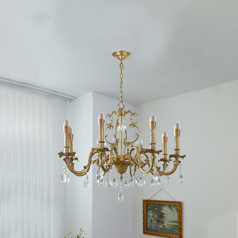 Lillianne Chandelier - Daring Solid Brass & Crystal Multi-Head Chandelier