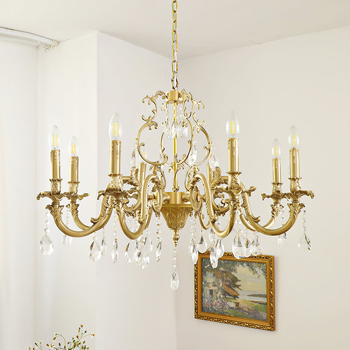 Lillianne Chandelier - Daring Solid Brass & Crystal Multi-Head Chandelier