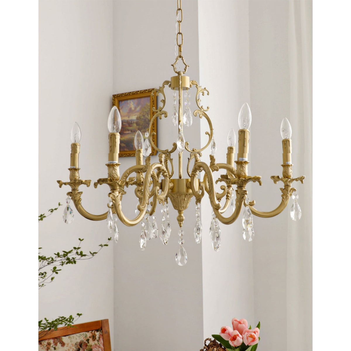 Lillianne Chandelier - Daring Solid Brass & Crystal Multi-Head Chandelier