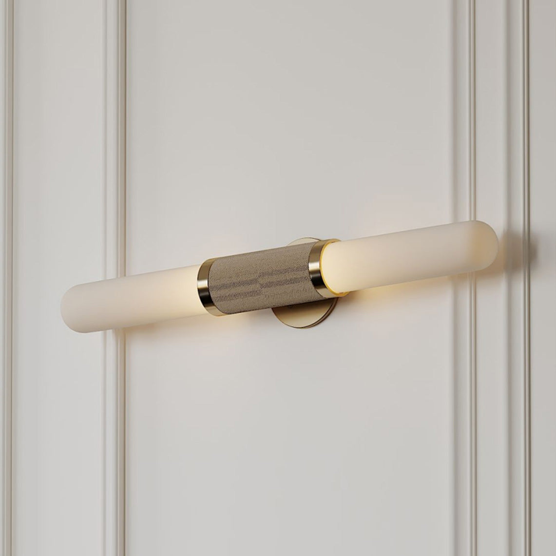 Lindale Vanity Wall Lamp - Horizontal Etched Glass & Copper Bath Bar