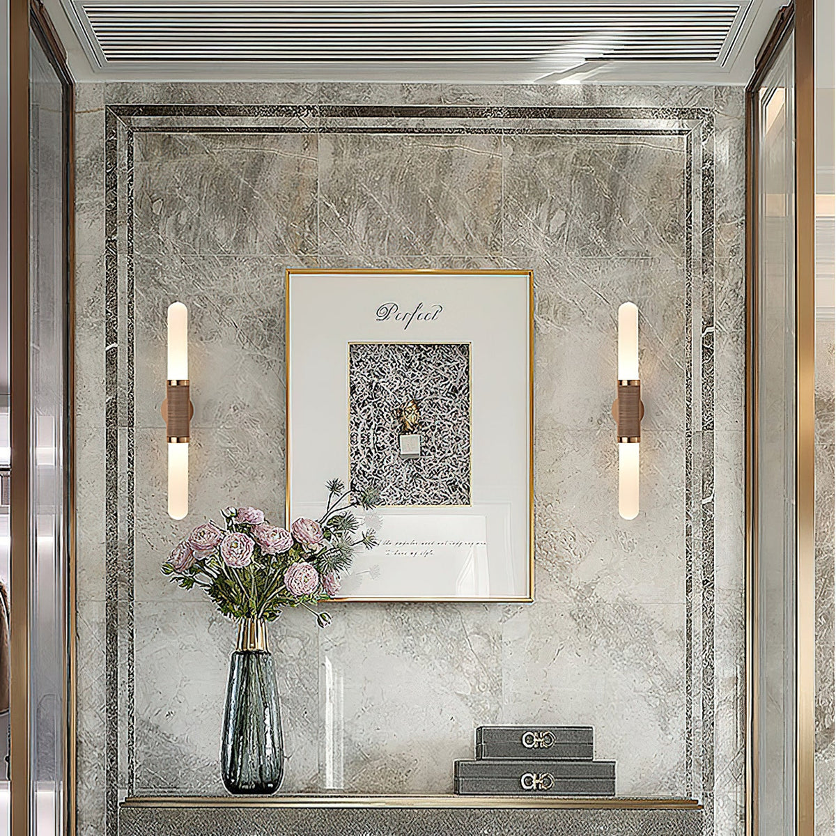 Lindale Vanity Wall Lamp - Horizontal Etched Glass & Copper Bath Bar