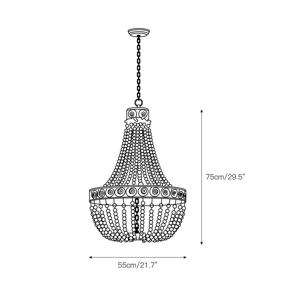 Littlefield Beaded Chandelier - Two-Tier Wooden Bead Coastal Pendant