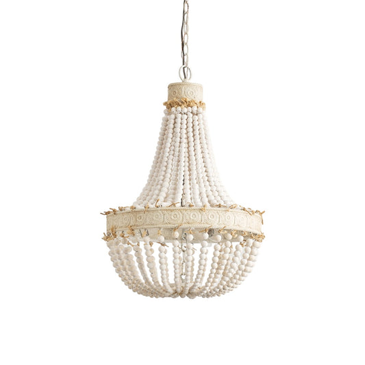 Littlefield Beaded Chandelier - Two-Tier Wooden Bead Coastal Pendant
