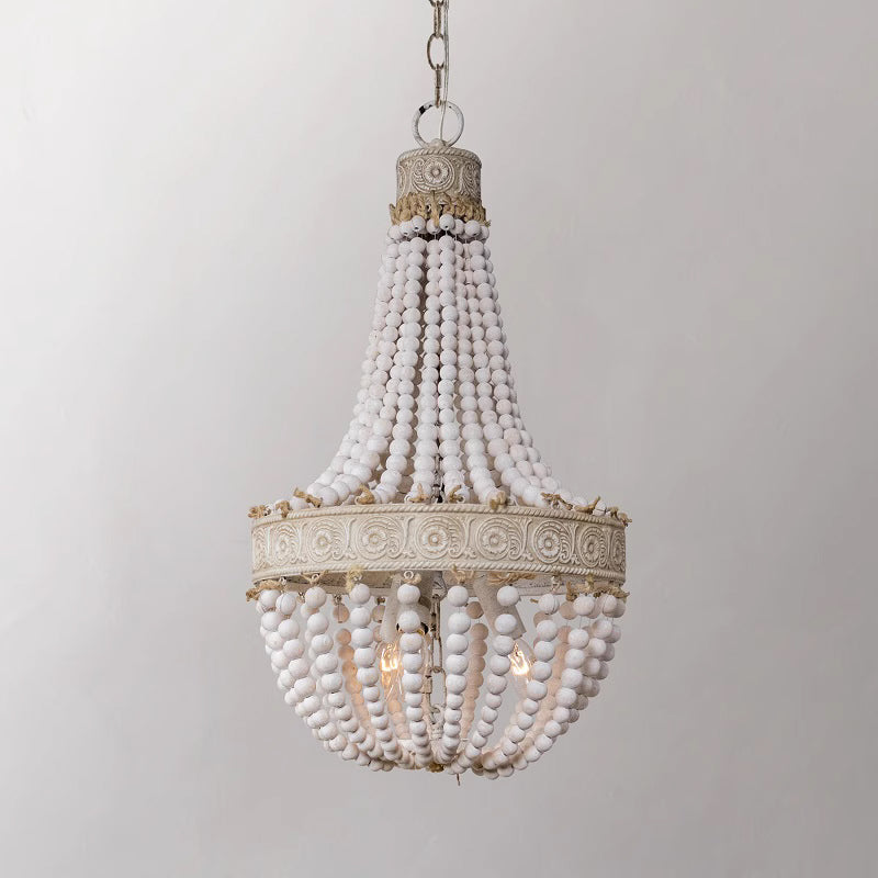 Littlefield Beaded Chandelier - Two-Tier Wooden Bead Coastal Pendant