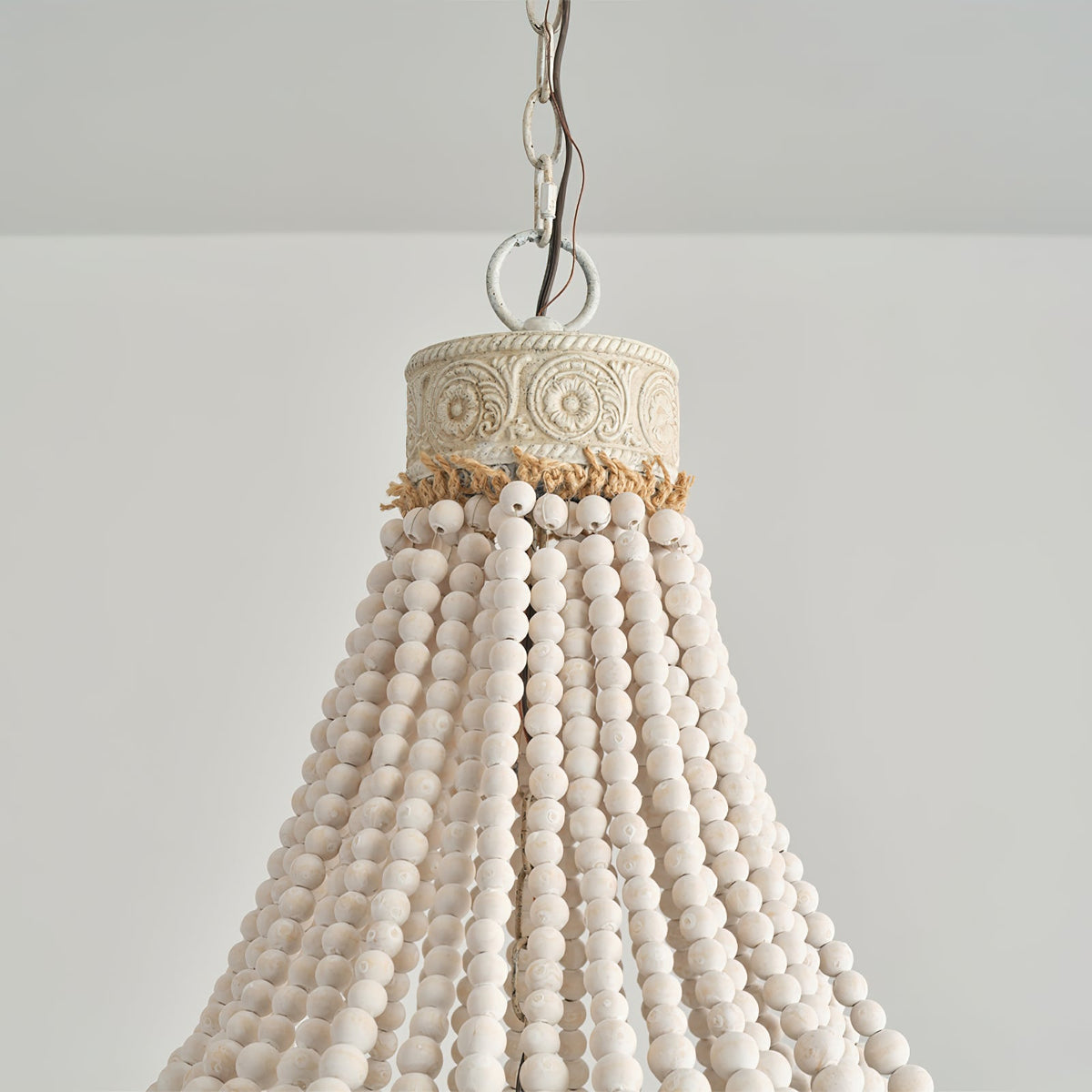 Littlefield Beaded Chandelier - Two-Tier Wooden Bead Coastal Pendant