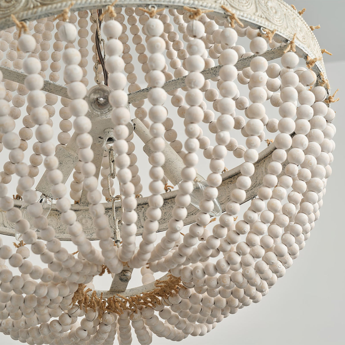 Littlefield Beaded Chandelier - Two-Tier Wooden Bead Coastal Pendant