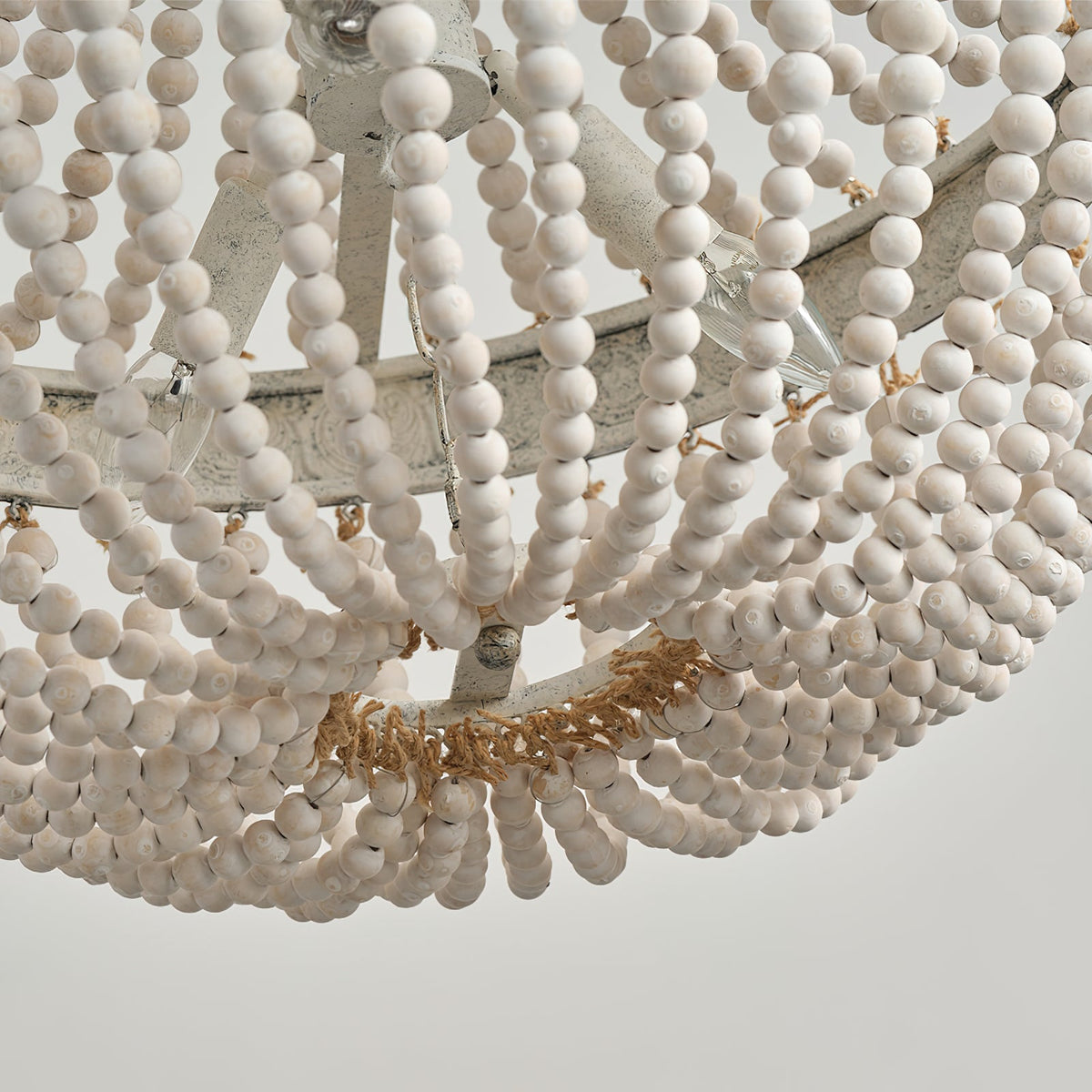 Littlefield Beaded Chandelier - Two-Tier Wooden Bead Coastal Pendant