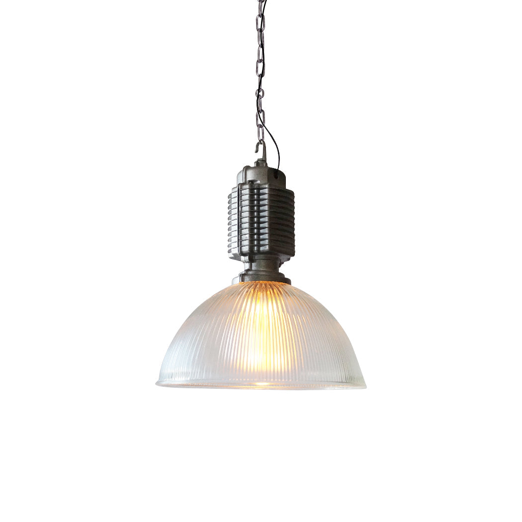 Lobay Pendant Light - Prismatic Glass & Silver Industrial Pendant