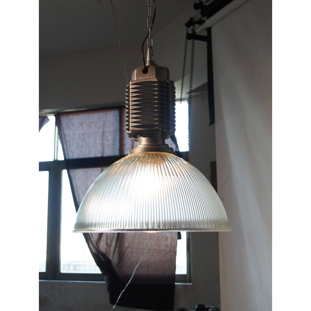 Lobay Pendant Light - Prismatic Glass & Silver Industrial Pendant
