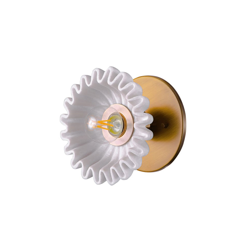 Lola Surface Wall Lamp - Hand-Carved Marble & Brass Flush Sconce