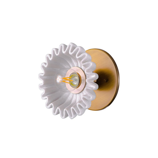 Lola Surface Wall Lamp - Hand-Carved Marble & Brass Flush Sconce