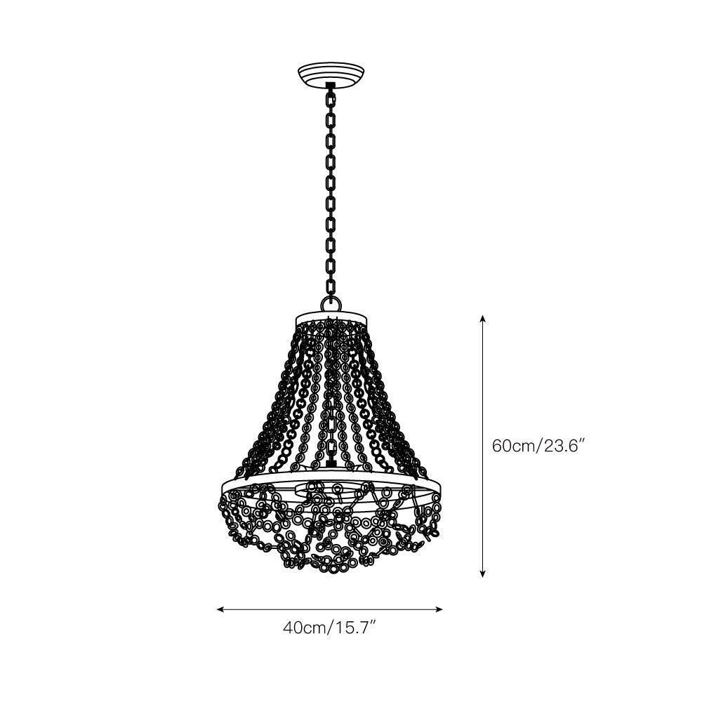 Longwell Chandelier - Two-Tier Cascading Wooden Bead Pendant