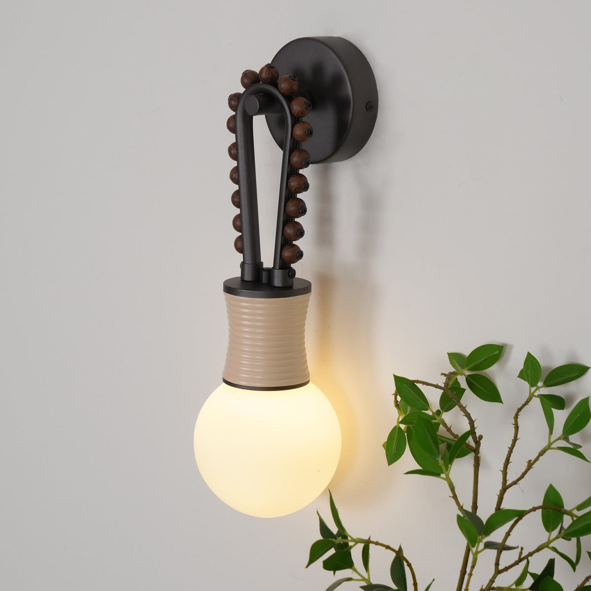 Loop Wall Lamp - Circular Aluminum & Walnut Wood G9 Sconce