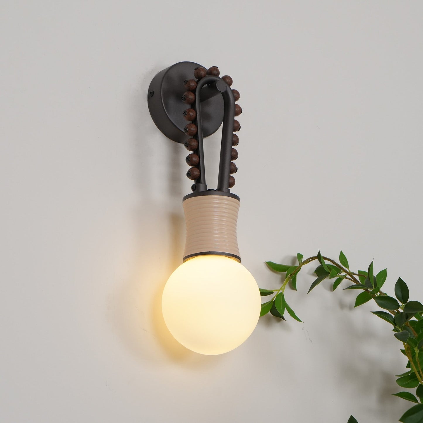 Loop Wall Lamp - Circular Aluminum & Walnut Wood G9 Sconce