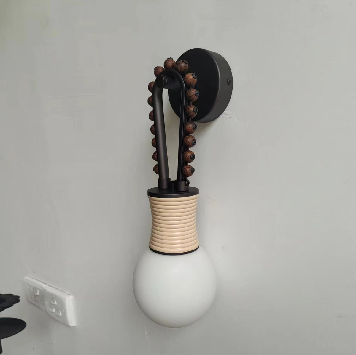 Loop Wall Lamp - Circular Aluminum & Walnut Wood G9 Sconce