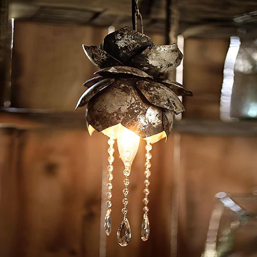 Lotus Feldman Pendant Lamp - Italian Artisan Crystal & Iron Flower Pendant