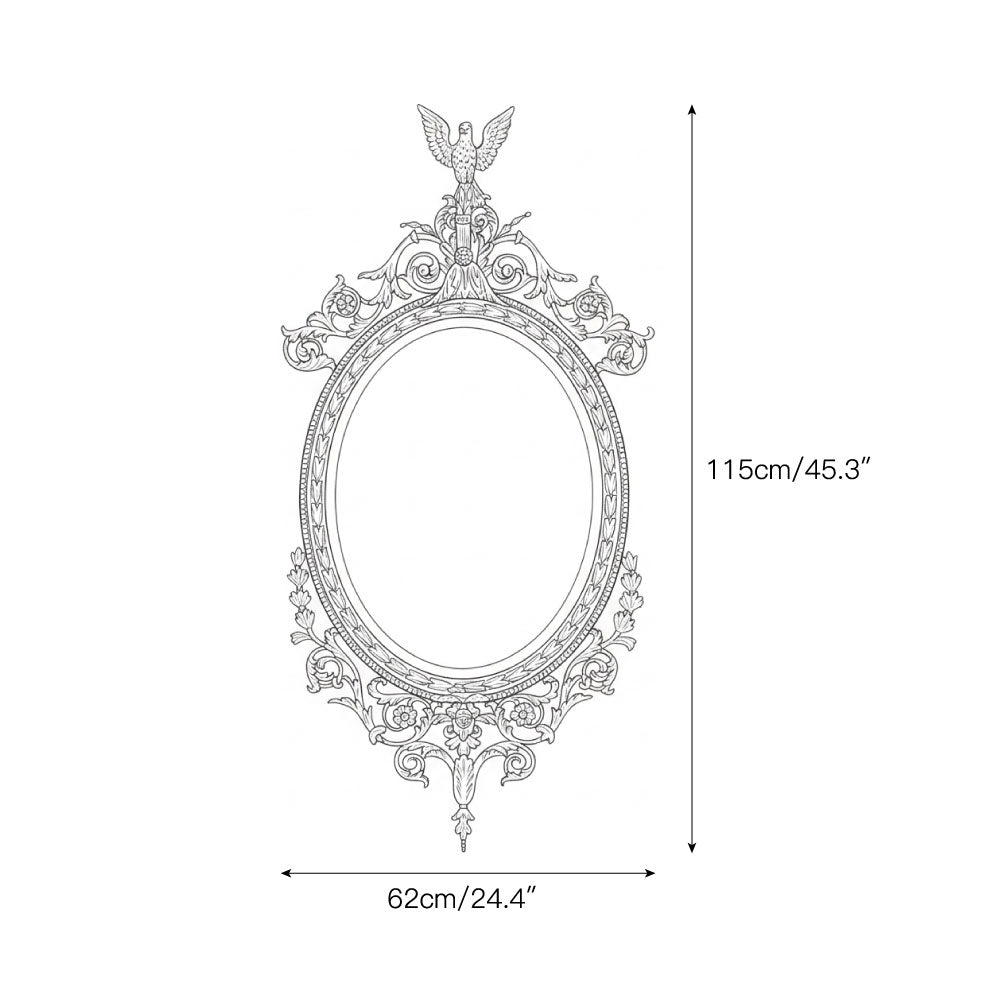 Louis Wood Flat Wall Mirror - Rococo Brass Framed Accent Mirror