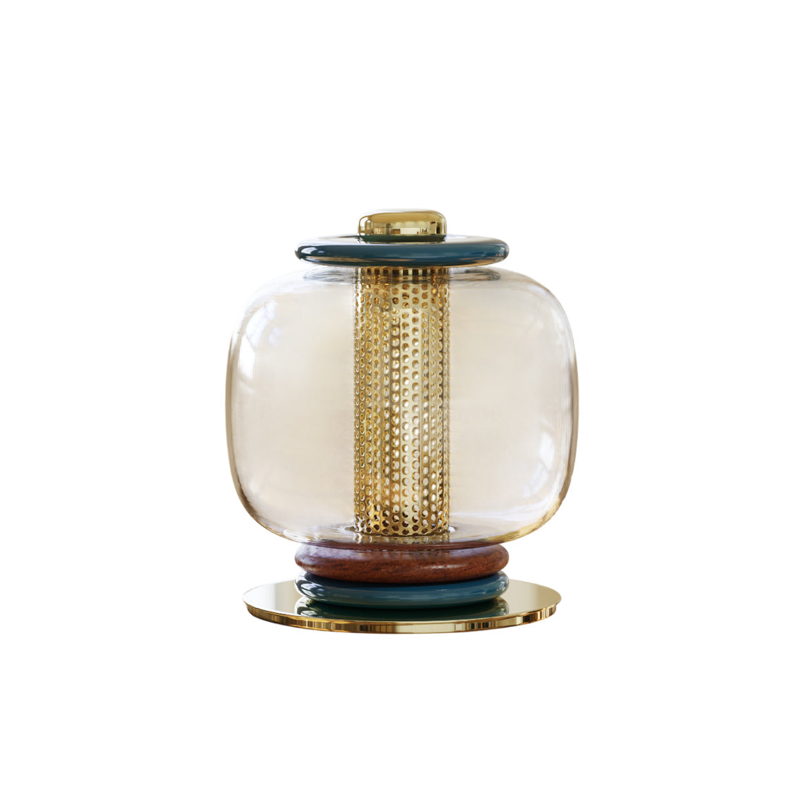 Loulou Glass Table Lamp - Hand-Blown Ringed Glass Globe LED Light