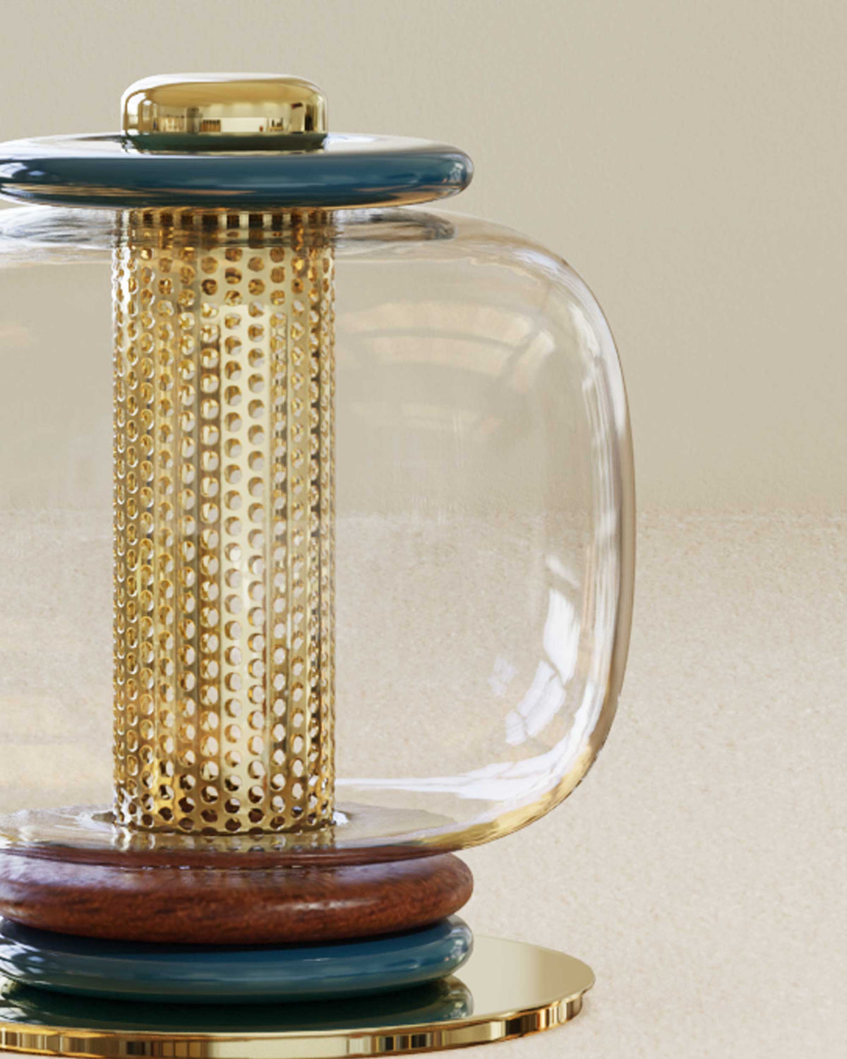 Loulou Glass Table Lamp - Hand-Blown Ringed Glass Globe LED Light