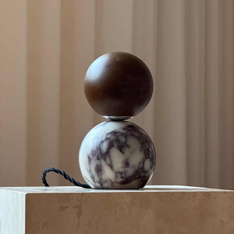 Lucide Marble Table Lamp - Natural Marble & Alabaster Spherical Desk Light