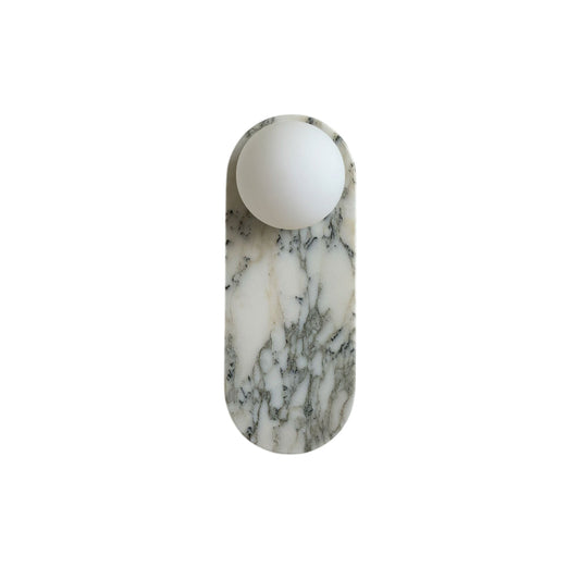Lucie White Sconce - Minimalist White Jade & Glass Wall Light | Modern Luxury Stone Sconce