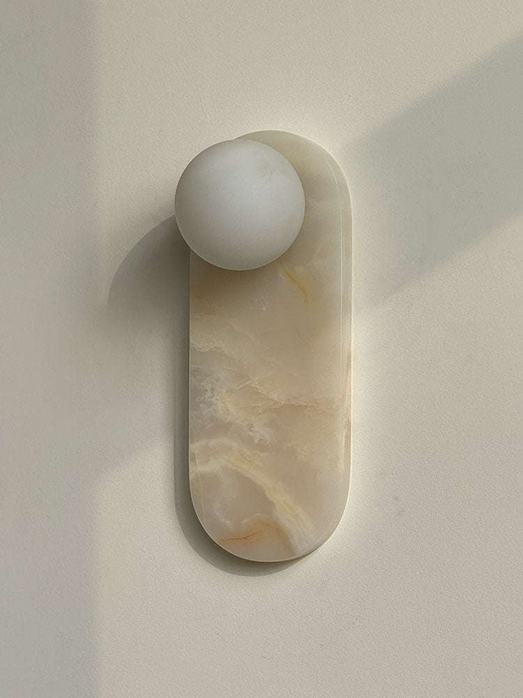 Lucie White Sconce - Minimalist White Jade & Glass Wall Light | Modern Luxury Stone Sconce