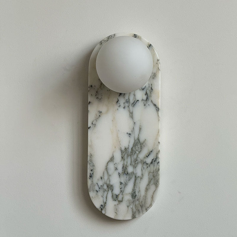 Lucie White Sconce - Minimalist White Jade & Glass Wall Light | Modern Luxury Stone Sconce