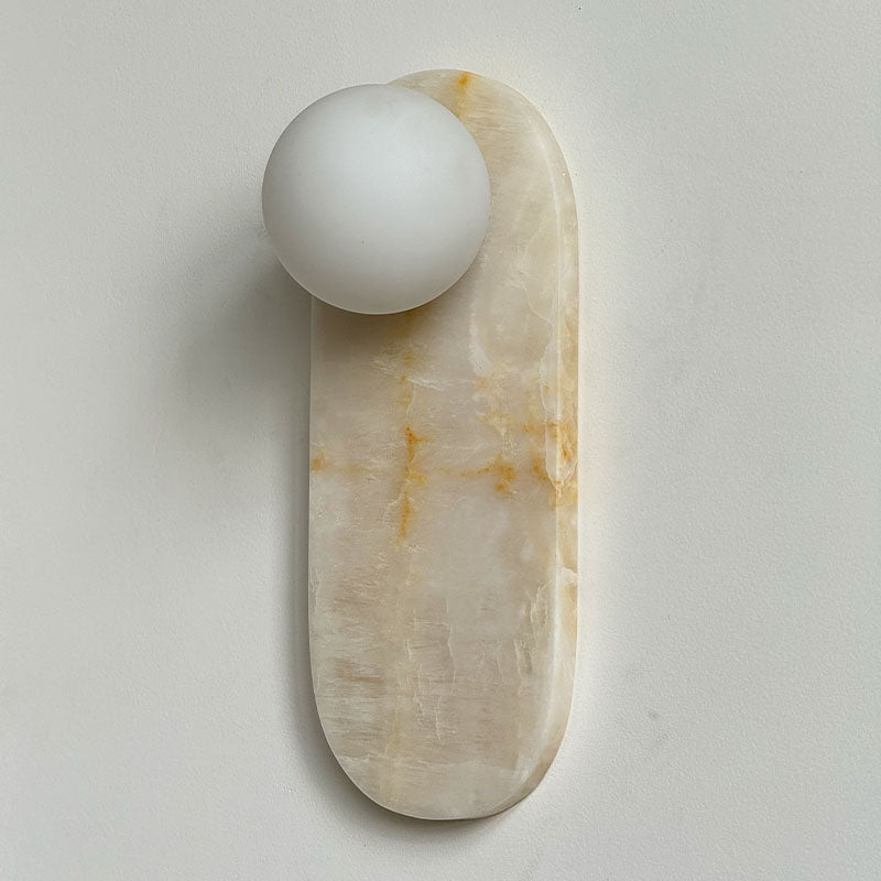 Lucie White Sconce - Minimalist White Jade & Glass Wall Light | Modern Luxury Stone Sconce