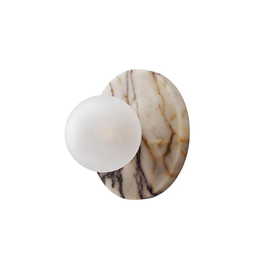 Lucie Flushmount Sconce - Natural Marble & Travertine Disc Wall Light