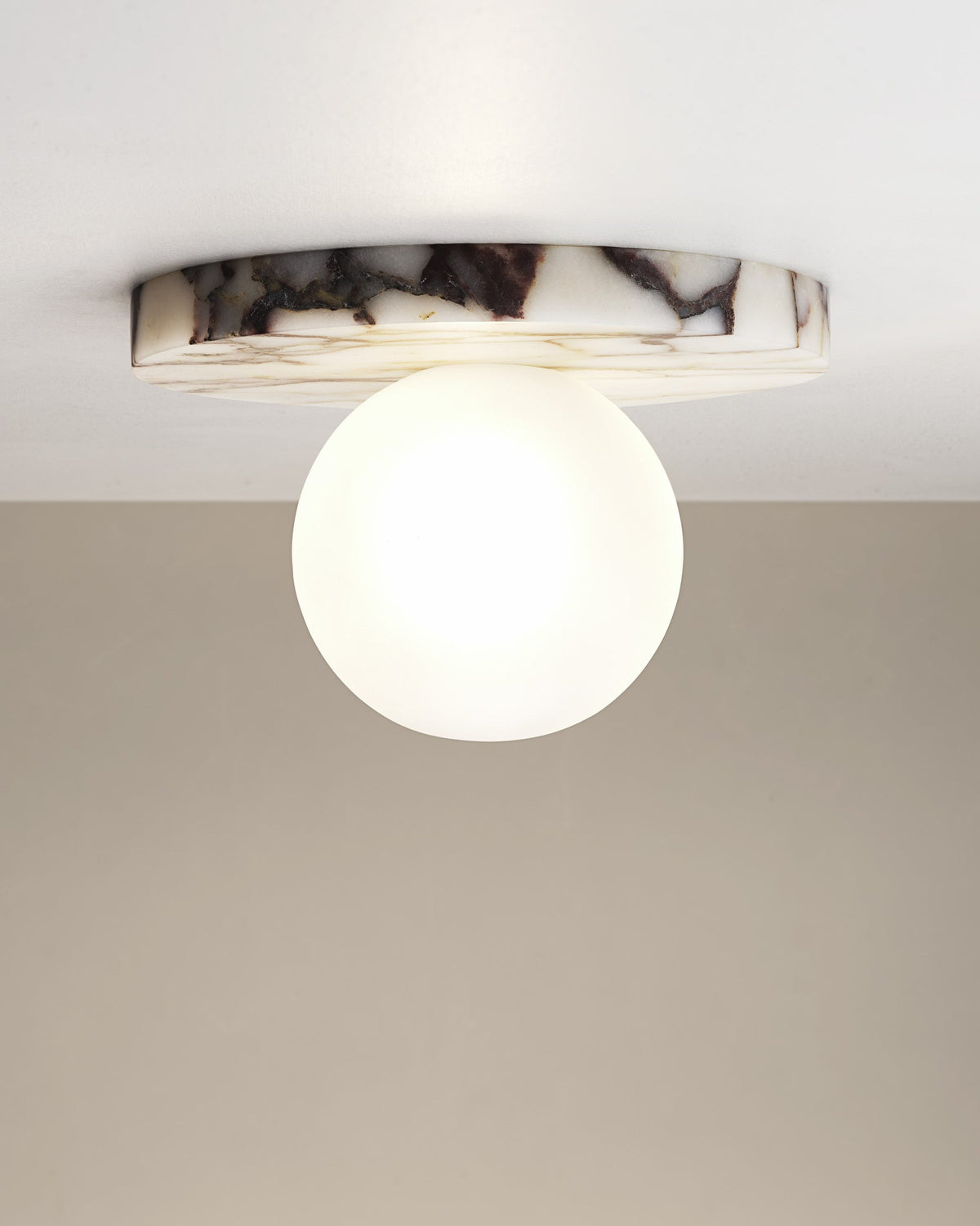 Lucie Flushmount Sconce - Natural Marble & Travertine Disc Wall Light