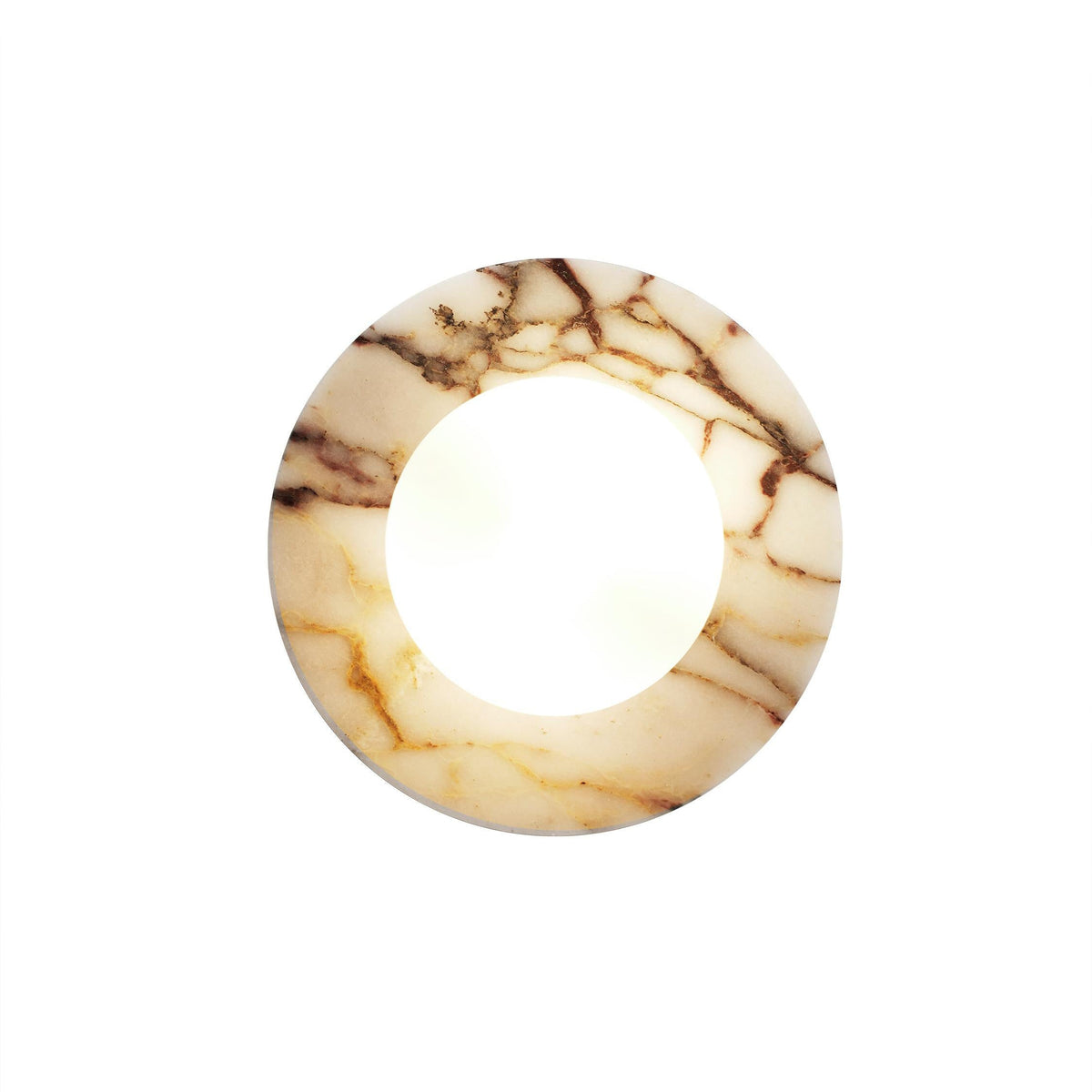 Lucie Flushmount Sconce - Natural Marble & Travertine Disc Wall Light