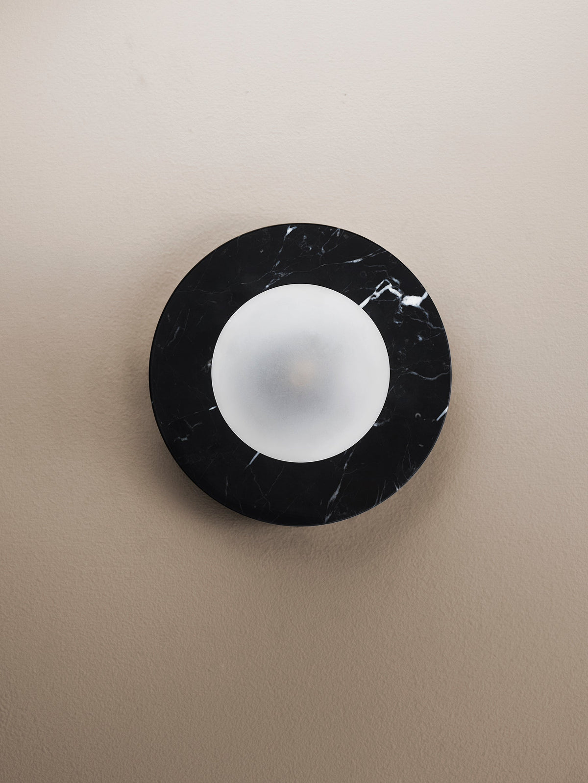 Lucie Flushmount Sconce - Natural Marble & Travertine Disc Wall Light