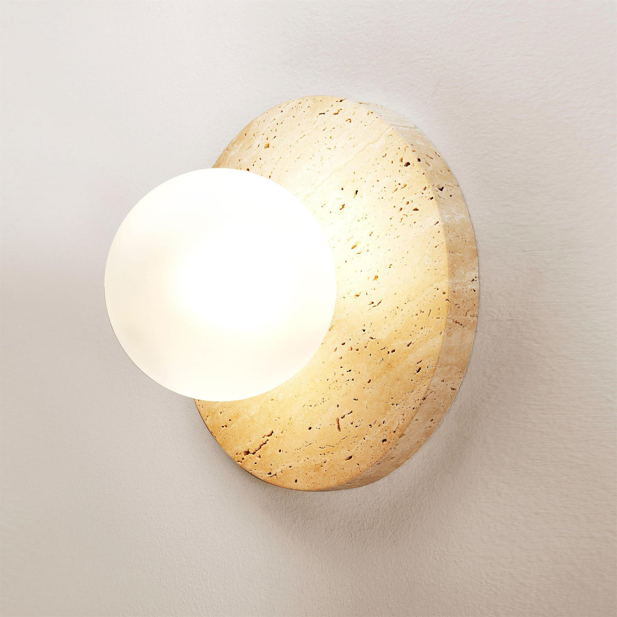 Lucie Flushmount Sconce - Natural Marble & Travertine Disc Wall Light