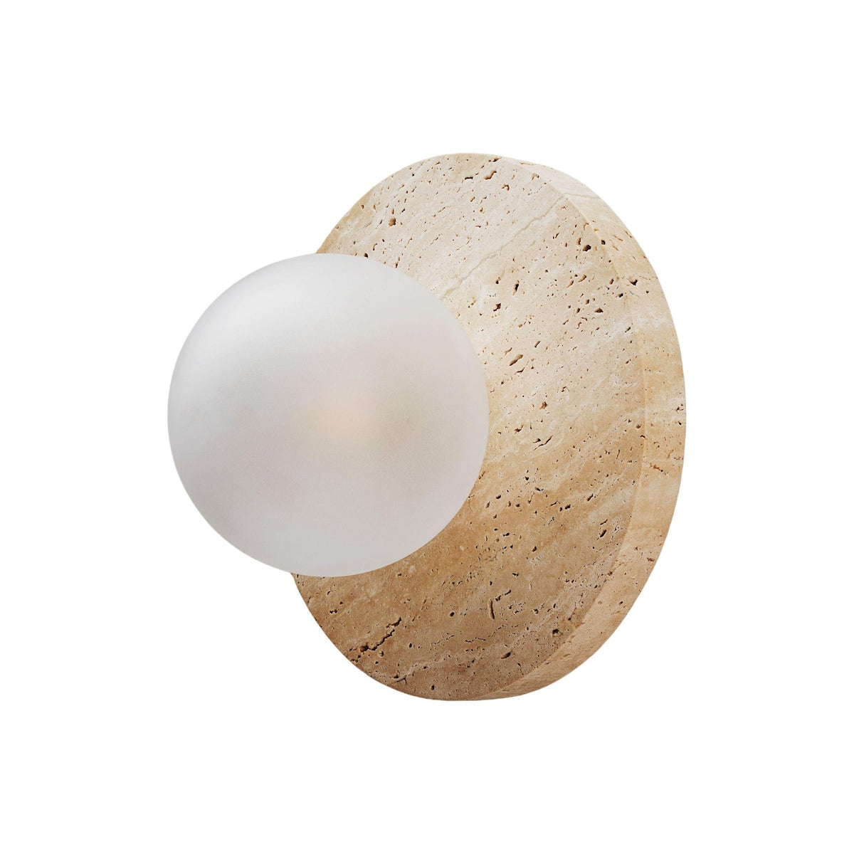 Lucie Flushmount Sconce - Natural Marble & Travertine Disc Wall Light