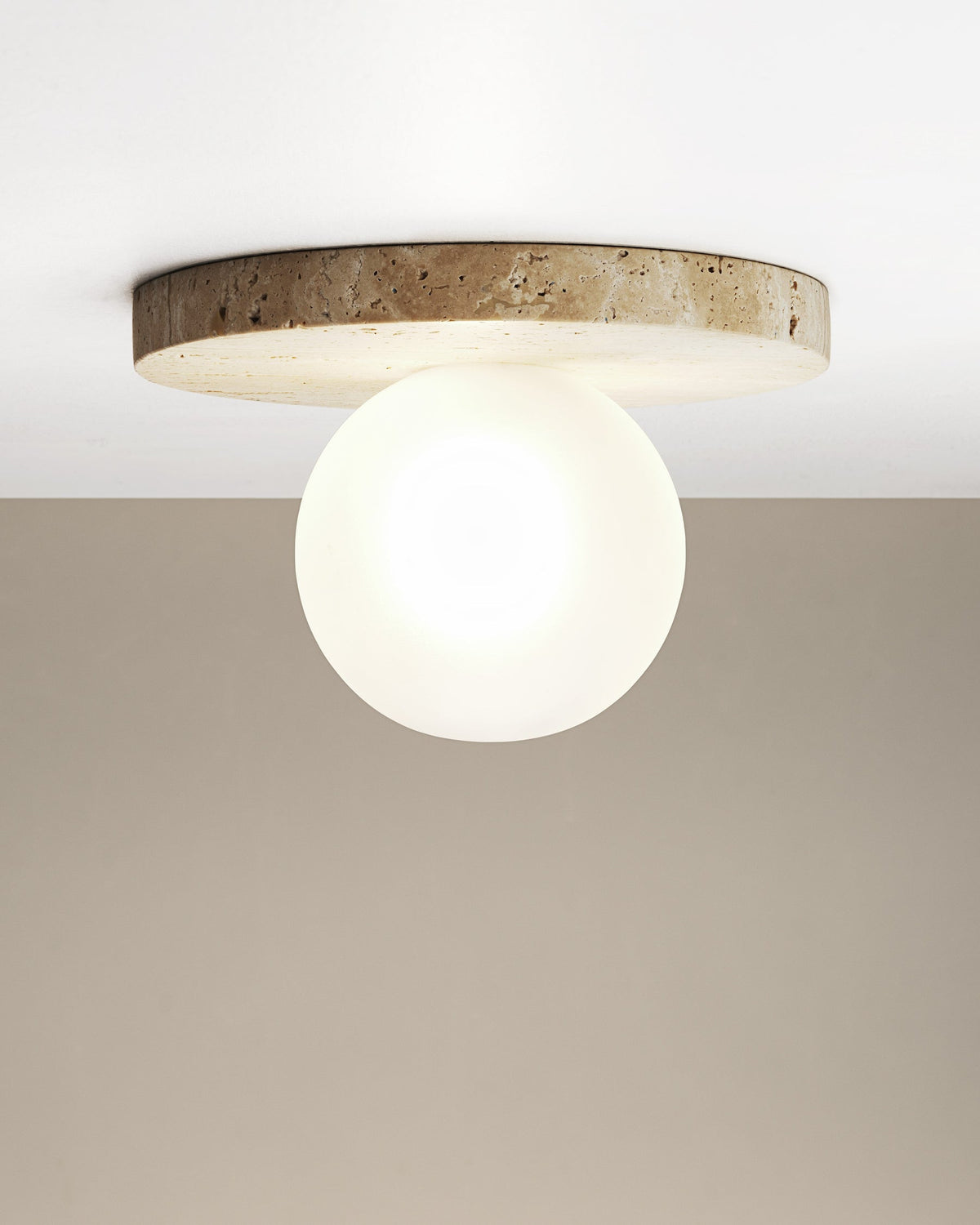 Lucie Flushmount Sconce - Natural Marble & Travertine Disc Wall Light