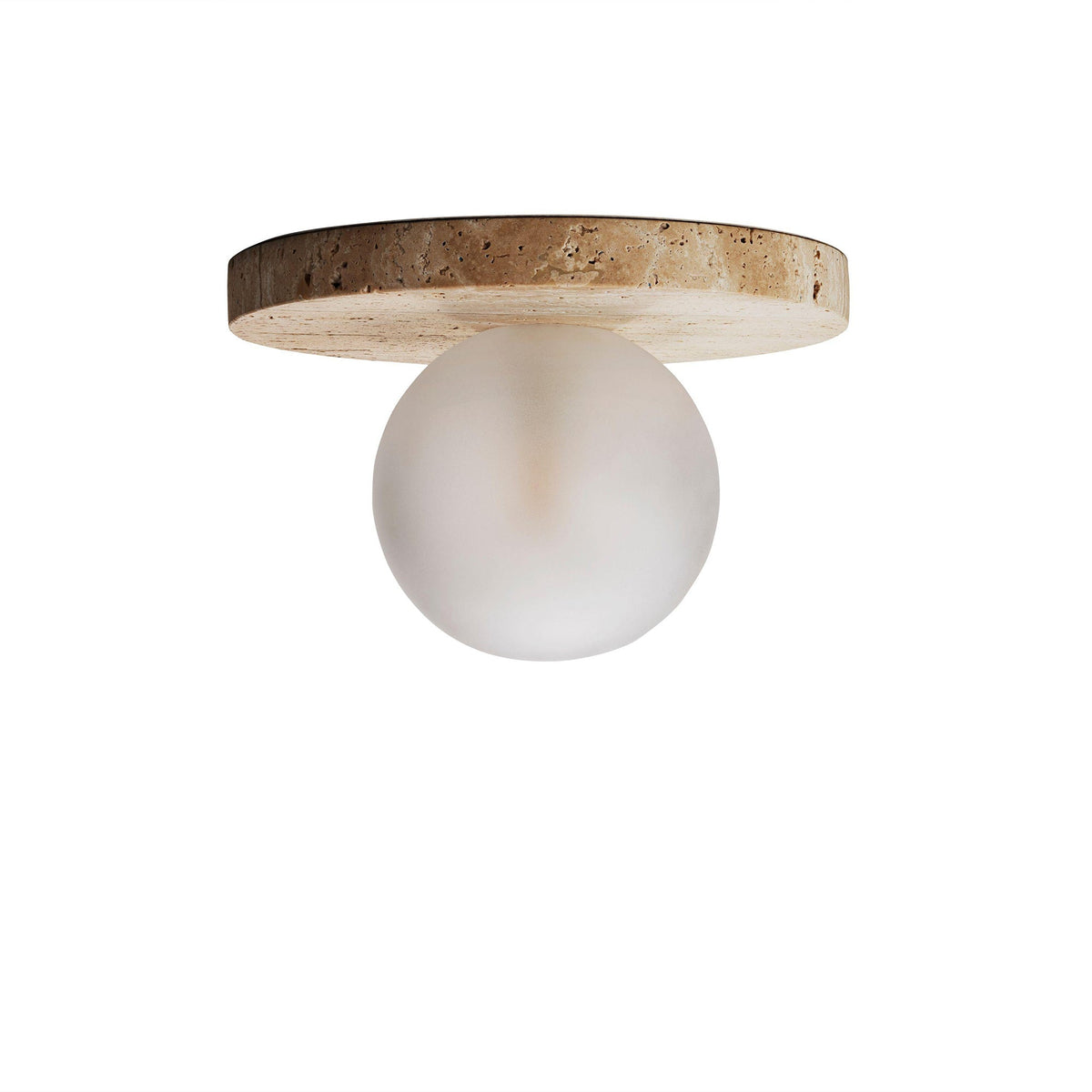 Lucie Flushmount Sconce - Natural Marble & Travertine Disc Wall Light