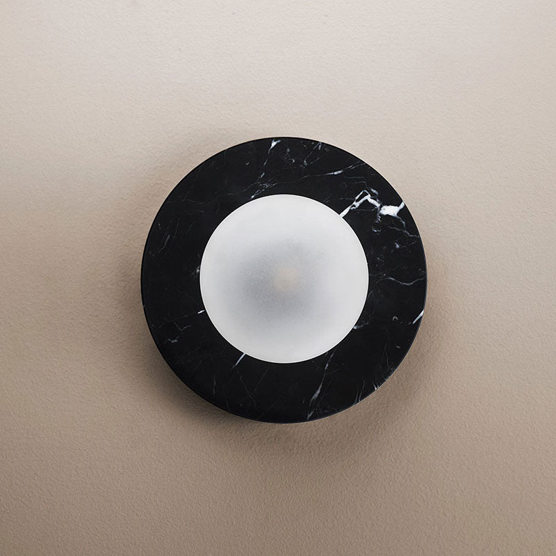 Lucie Flushmount Sconce - Natural Marble & Travertine Disc Wall Light