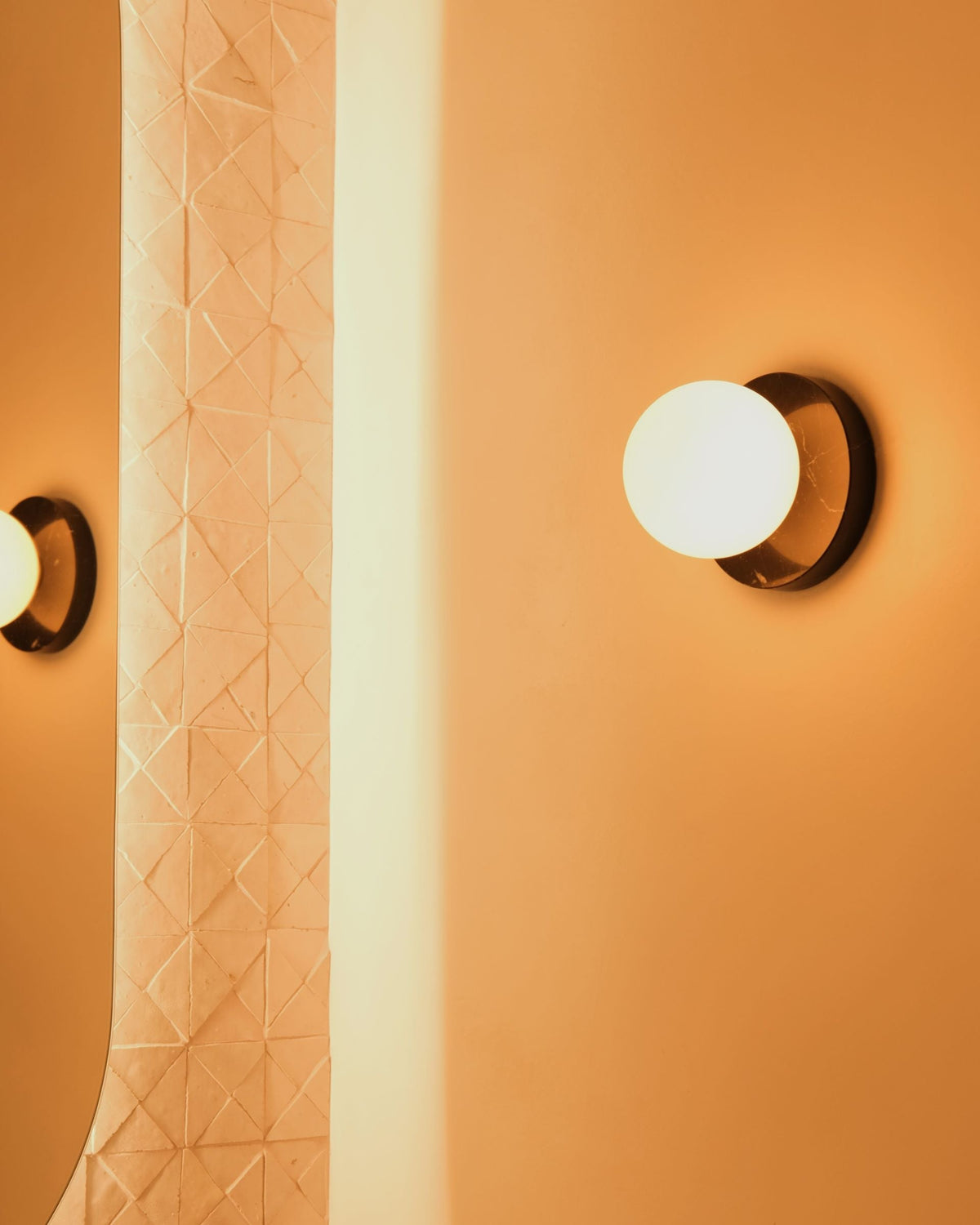 Lucie Flushmount Sconce - Natural Marble & Travertine Disc Wall Light