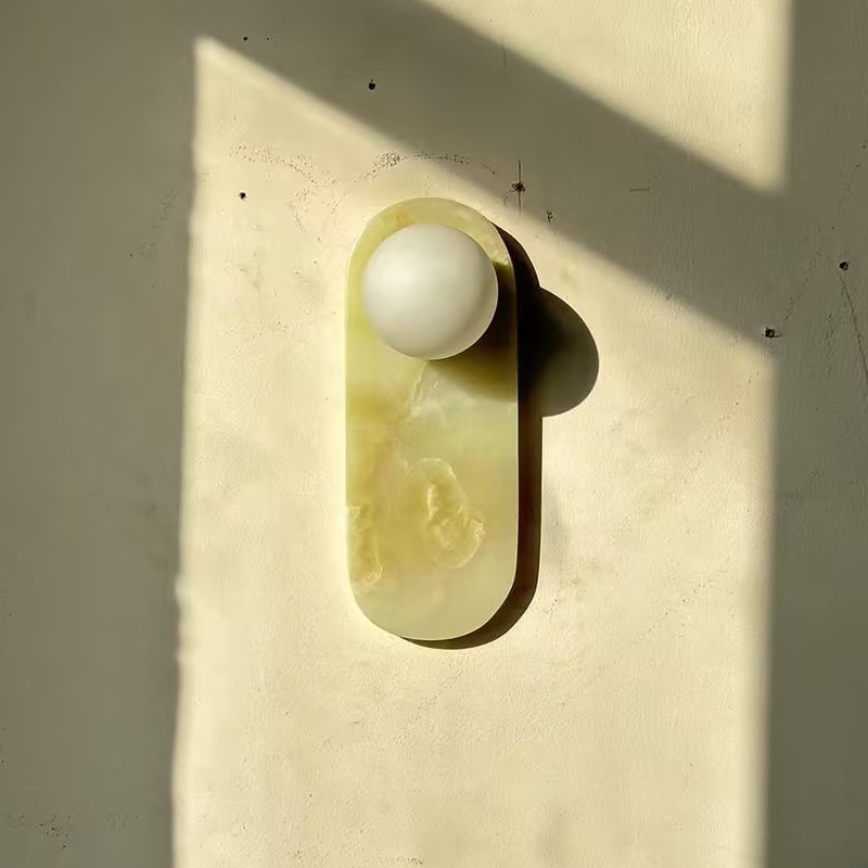 Lucie Jade Wall Lamp - Natural Stone & Glass Mid-Century Sconce